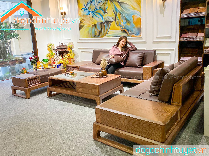 Bàn ghế sofa Thái Bình gỗ Sồi